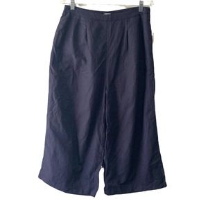 NWT J.O.A. Los Angeles Women's Wide Leg Capri Linen Blend Pants Size Large Blue